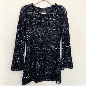 Inc glitter black netting top